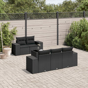 6-dijelni set vrtnih sofa s jastucima crni od poliratana Crna 93 x 62 x 69 cm