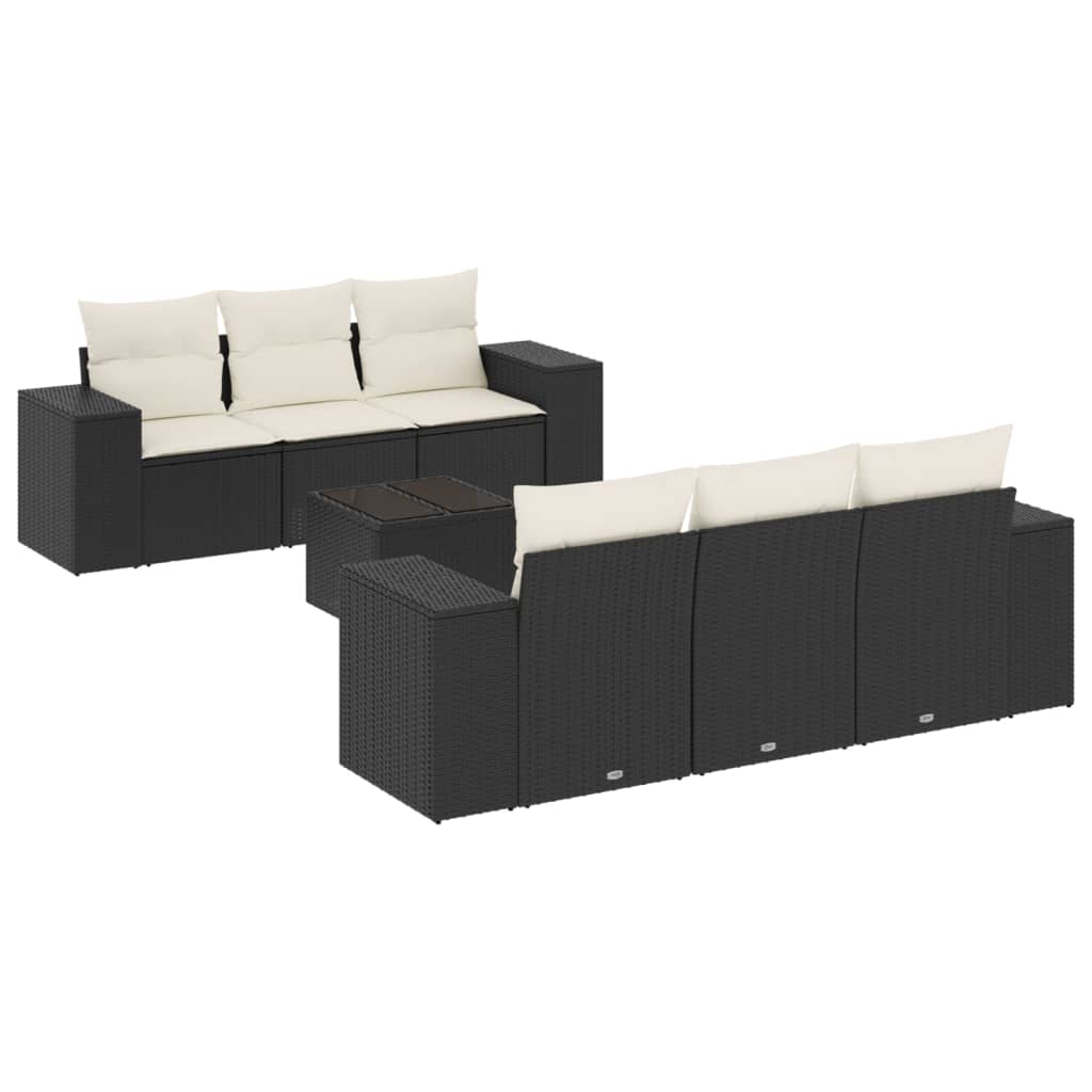 7-dijelni set vrtnih sofa od poliratana s jastucima crni Crna 93 x 62 x 69 cm