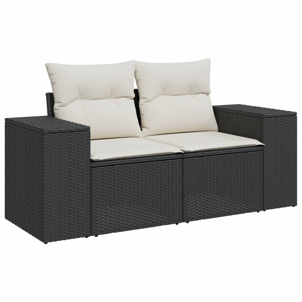 7-dijelni set vrtnih sofa od poliratana s jastucima crni Crna 93 x 62 x 69 cm