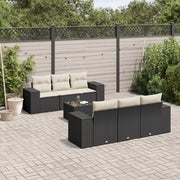 7-dijelni set vrtnih sofa od poliratana s jastucima crni Crna 93 x 62 x 69 cm