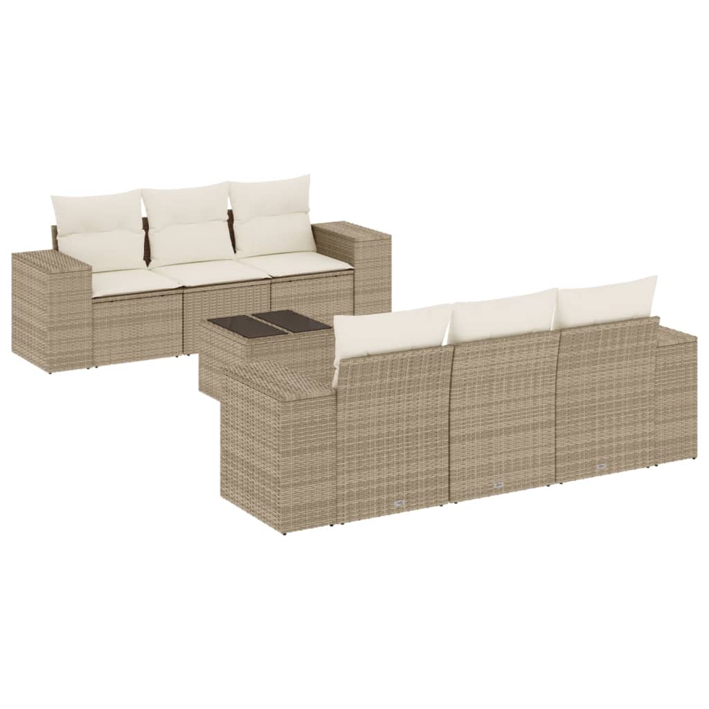7-dijelni set vrtnih sofa od poliratana s jastucima bež 93 x 62 x 69 cm
