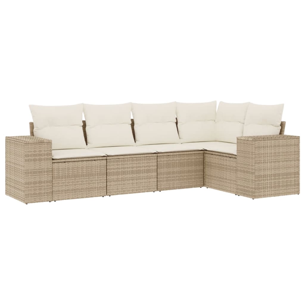5-dijelni vrtni set sofa s jastucima bež od poliratana 62 x 62 x 69 cm