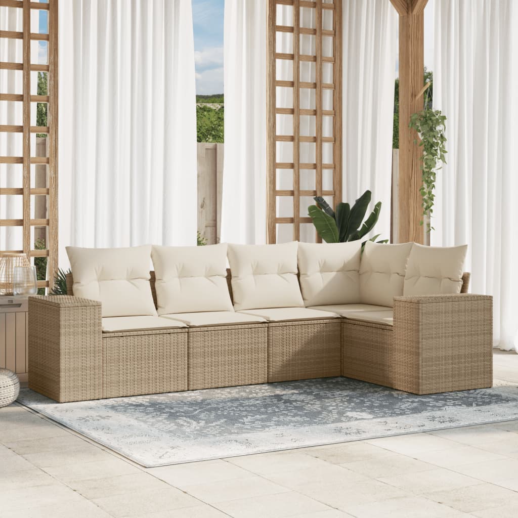 5-dijelni vrtni set sofa s jastucima bež od poliratana 62 x 62 x 69 cm
