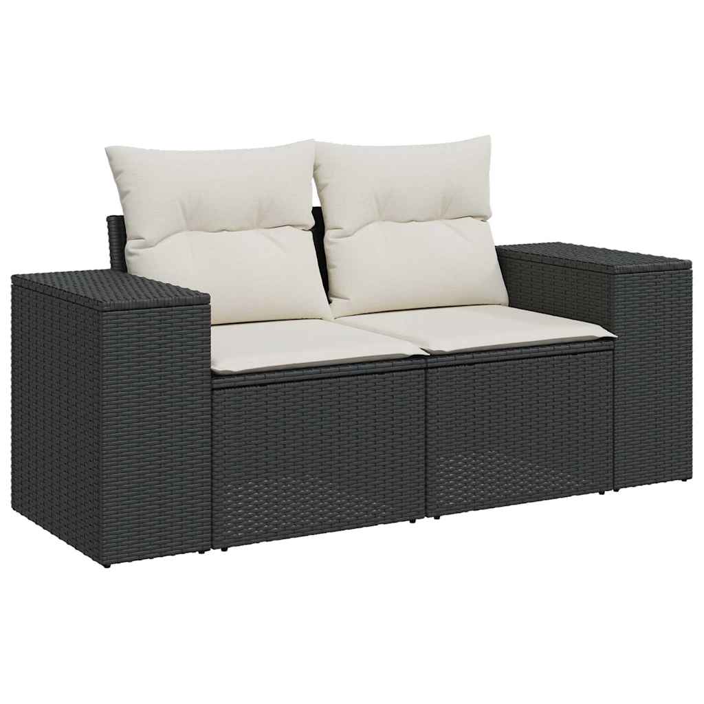 6-dijelni set vrtnih sofa s jastucima crni od poliratana Crna 83 x 62 x 69 cm