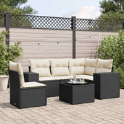 6-dijelni set vrtnih sofa s jastucima crni od poliratana Crna 83 x 62 x 69 cm