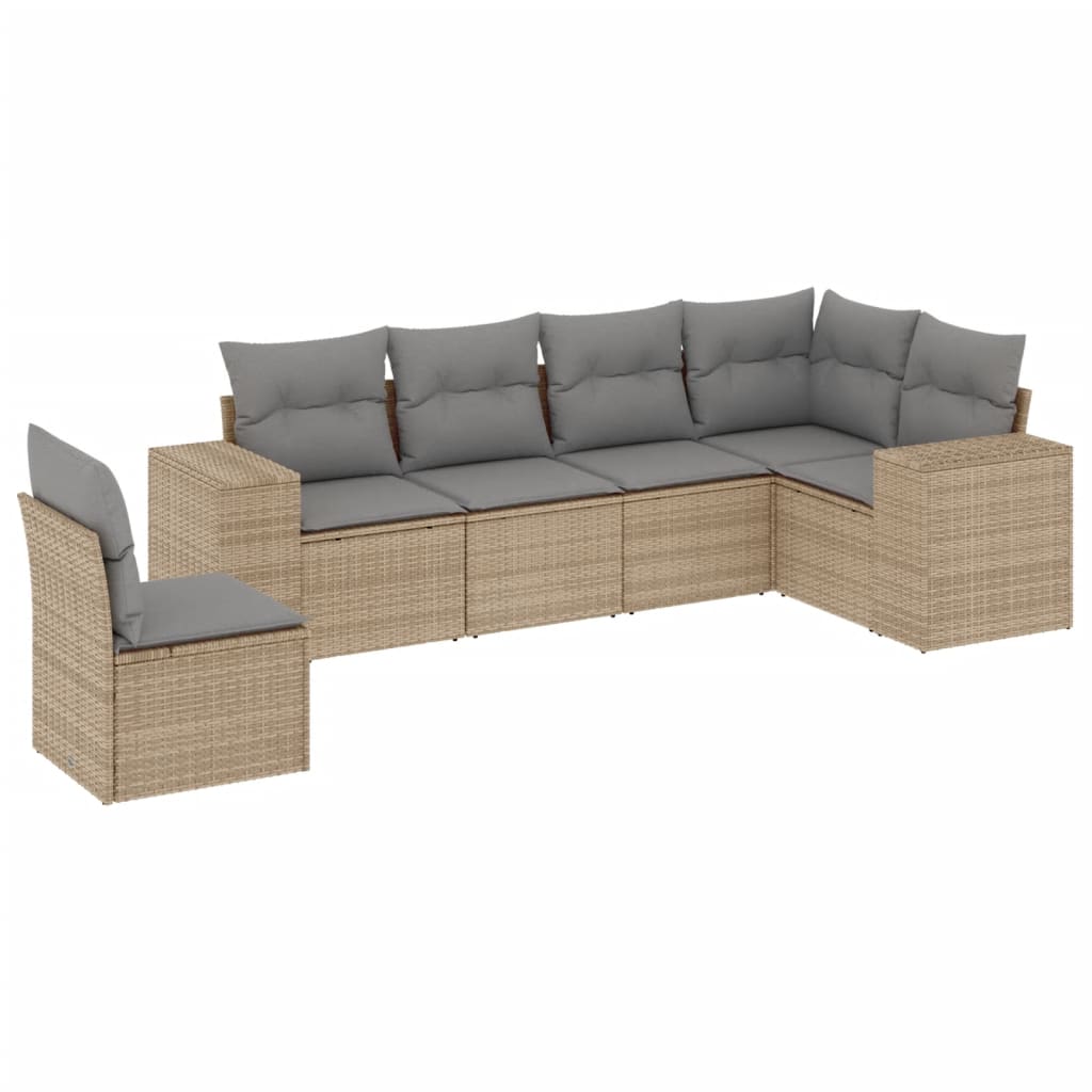 6-dijelni set vrtnih sofa s jastucima bež od poliratana 83 x 62 x 69 cm