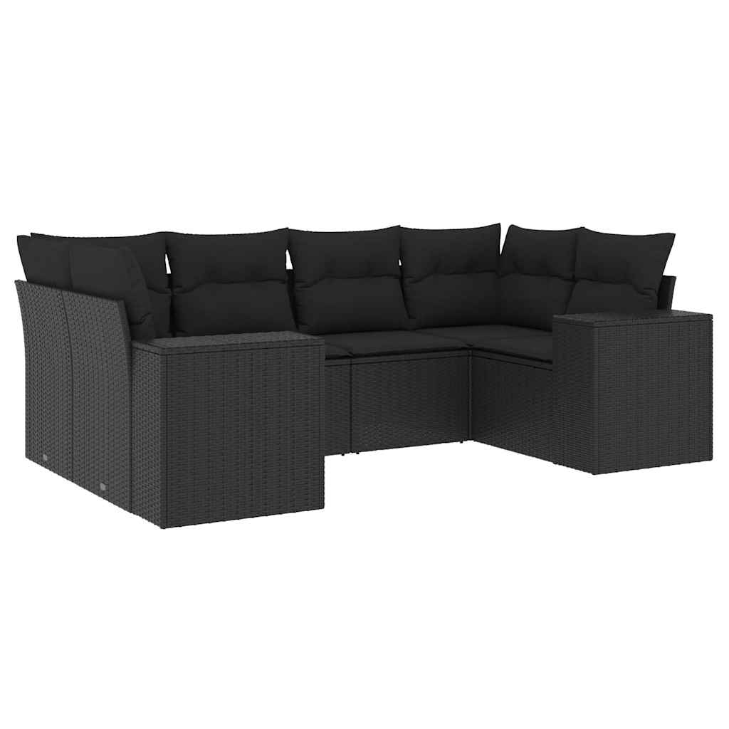 6-dijelni set vrtnih sofa s jastucima crni od poliratana Crna 83 x 62 x 69 cm