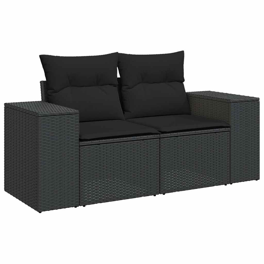 6-dijelni set vrtnih sofa s jastucima crni od poliratana Crna 83 x 62 x 69 cm