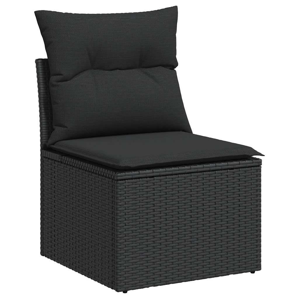 6-dijelni set vrtnih sofa s jastucima crni od poliratana Crna 83 x 62 x 69 cm