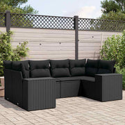 6-dijelni set vrtnih sofa s jastucima crni od poliratana Crna 83 x 62 x 69 cm