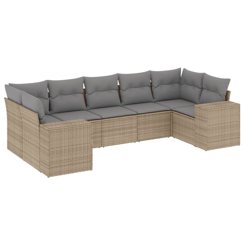 7-dijelni set vrtnih sofa od poliratana s jastucima bež 83 x 62 x 69 cm