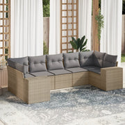 7-dijelni set vrtnih sofa od poliratana s jastucima bež 83 x 62 x 69 cm
