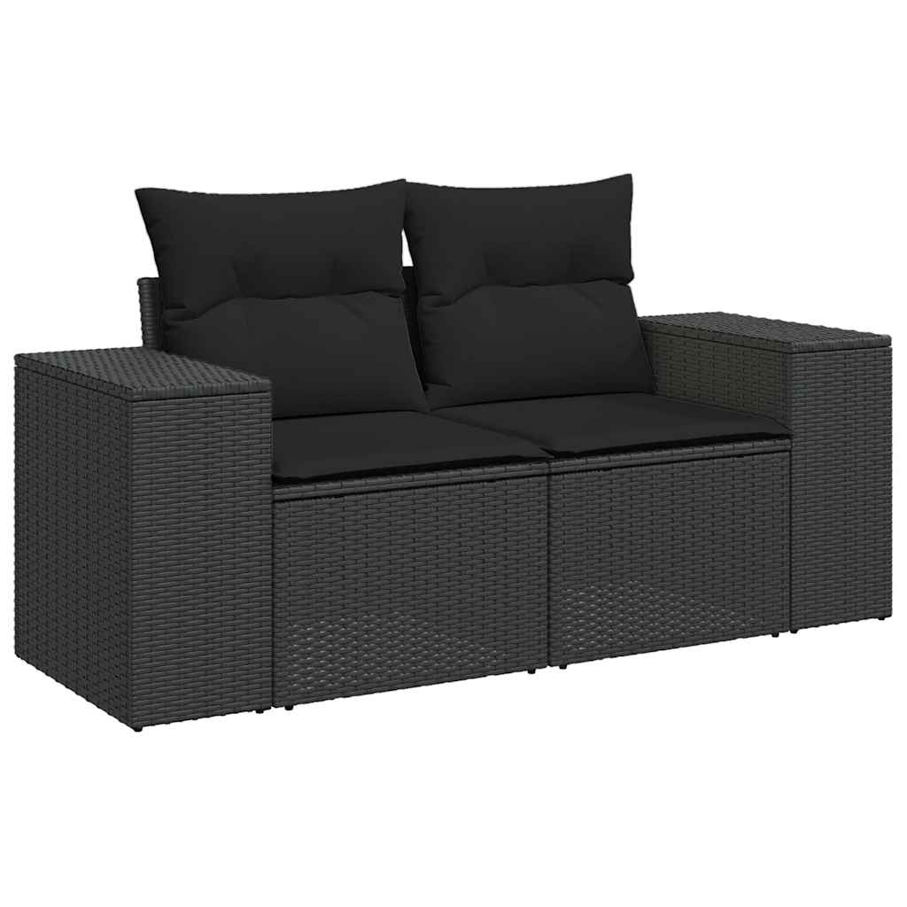 10-dijelni set vrtnih sofa s jastucima crni od poliratana Crna 83 x 62 x 69 cm