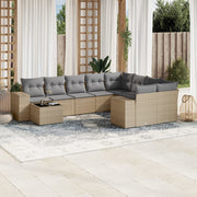 10-dijelni set vrtnih sofa s jastucima bež od poliratana 83 x 62 x 69 cm