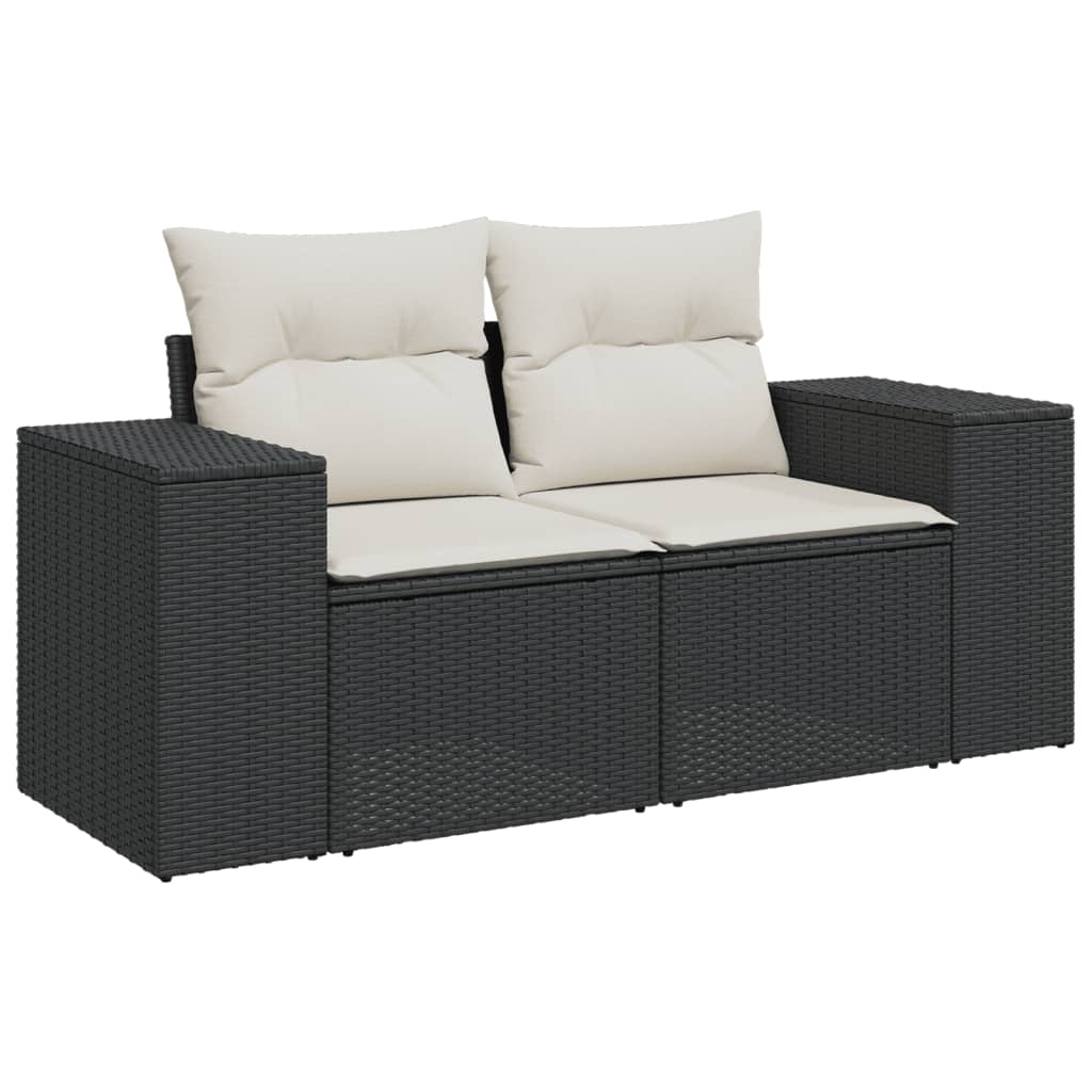 10-dijelni set vrtnih sofa s jastucima crni od poliratana Crna 83 x 62 x 69 cm