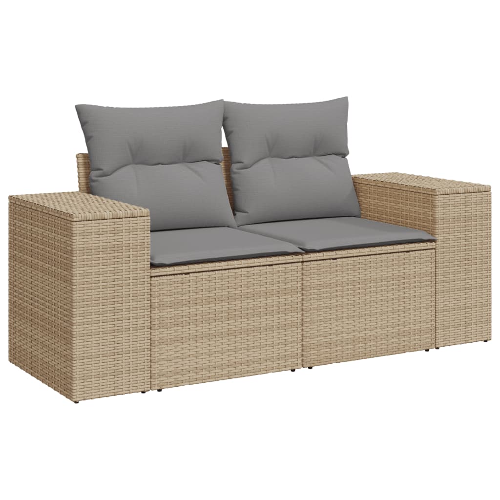10-dijelni set vrtnih sofa s jastucima bež od poliratana