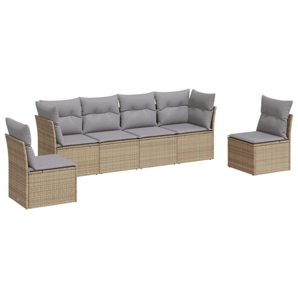 6-dijelni set vrtnih sofa s jastucima bež od poliratana 62 x 62 x 69 cm