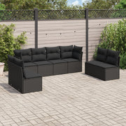 8-dijelni set vrtnih sofa od poliratana s jastucima crni Crna 62 x 62 x 69 cm