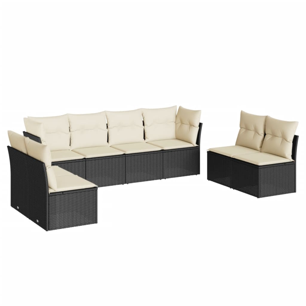 8-dijelni set vrtnih sofa od poliratana s jastucima crni Crna 62 x 62 x 69 cm