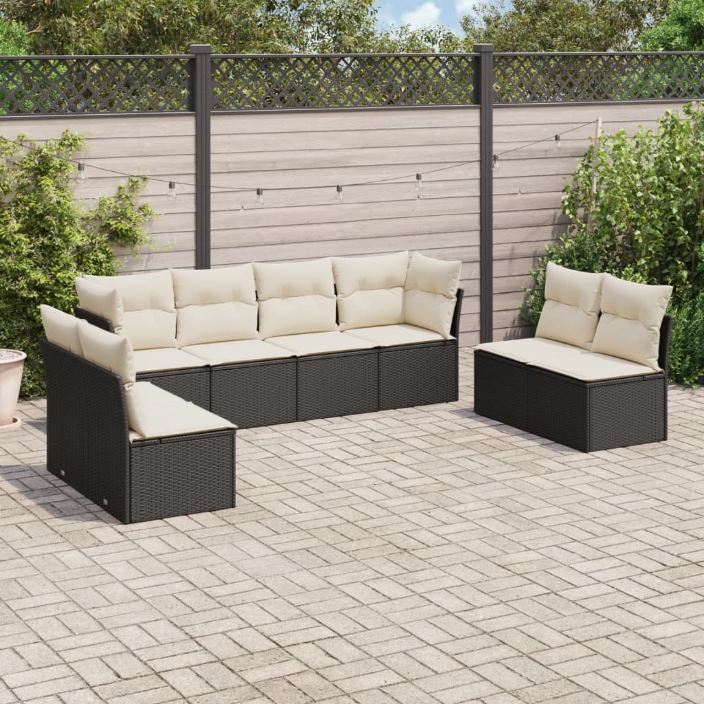 8-dijelni set vrtnih sofa od poliratana s jastucima crni Crna 62 x 62 x 69 cm