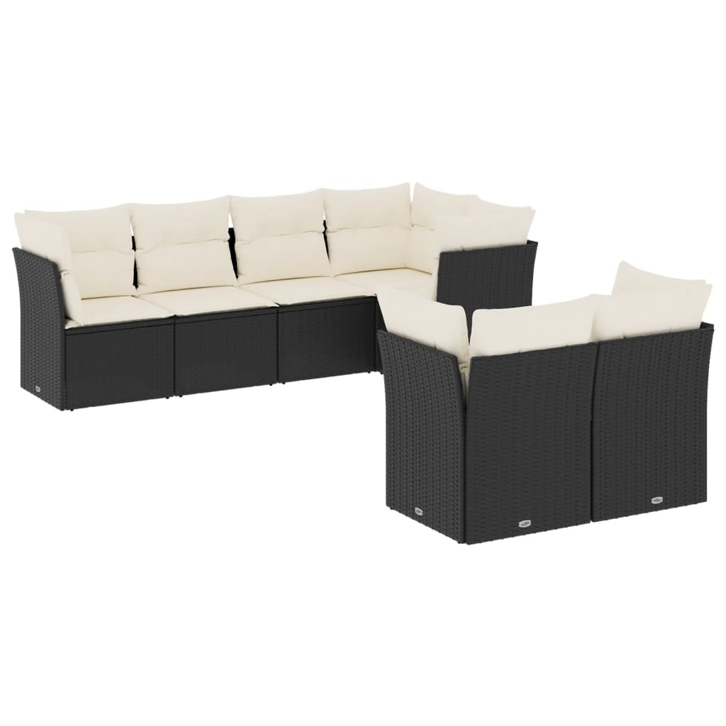 7-dijelni set vrtnih sofa od poliratana s jastucima crni Crna 62 x 62 x 69 cm