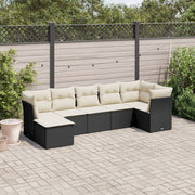 7-dijelni set vrtnih sofa od poliratana s jastucima crni Crna 62 x 62 x 69 cm