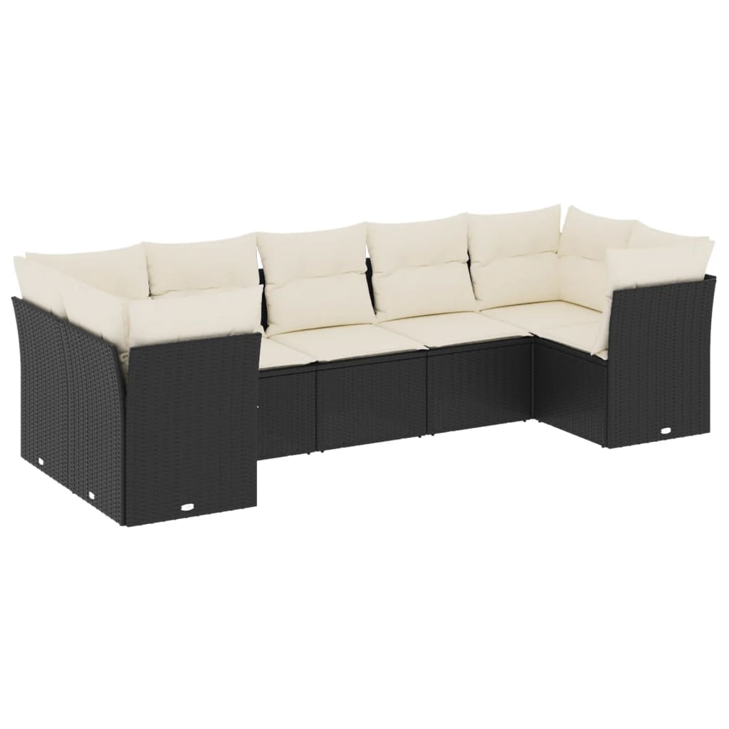 7-dijelni set vrtnih sofa od poliratana s jastucima crni Crna 62 x 62 x 69 cm