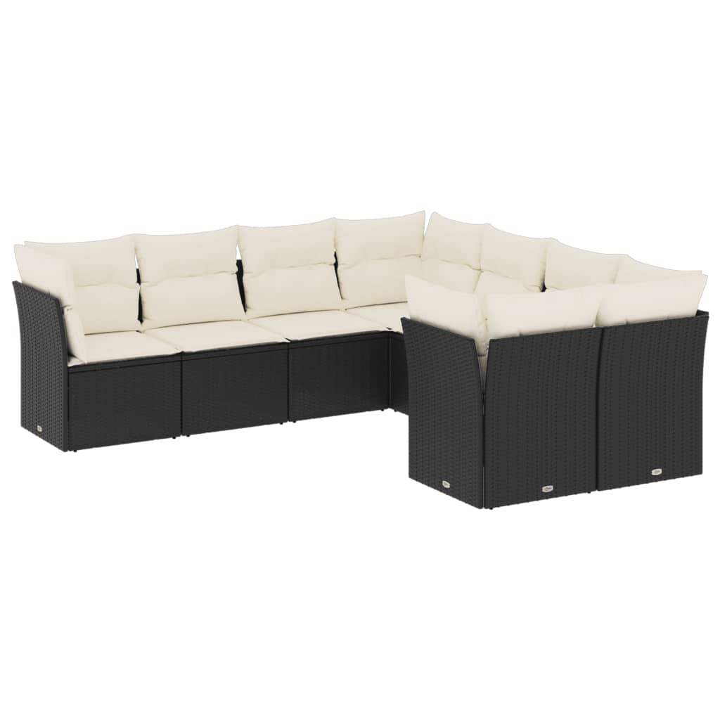 8-dijelni set vrtnih sofa od poliratana s jastucima crni Crna 62 x 62 x 69 cm