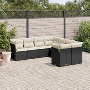 8-dijelni set vrtnih sofa od poliratana s jastucima crni Crna 62 x 62 x 69 cm