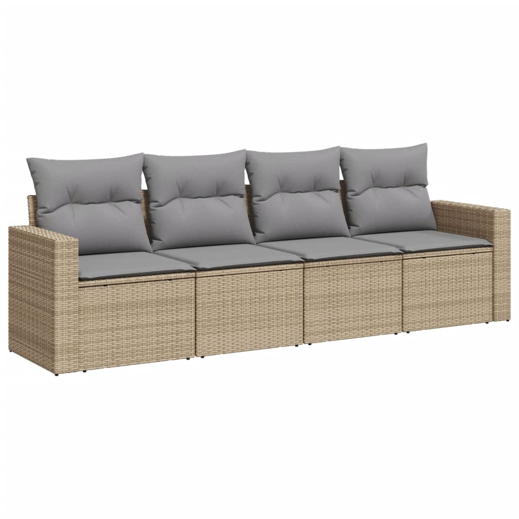 4-dijelni set vrtnih sofa s jastucima bež od poliratana