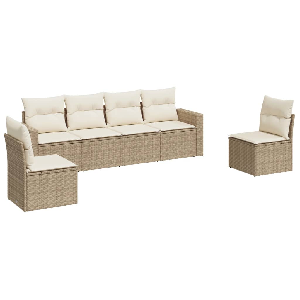 6-dijelni set vrtnih sofa s jastucima bež od poliratana 66 x 62 x 69 cm