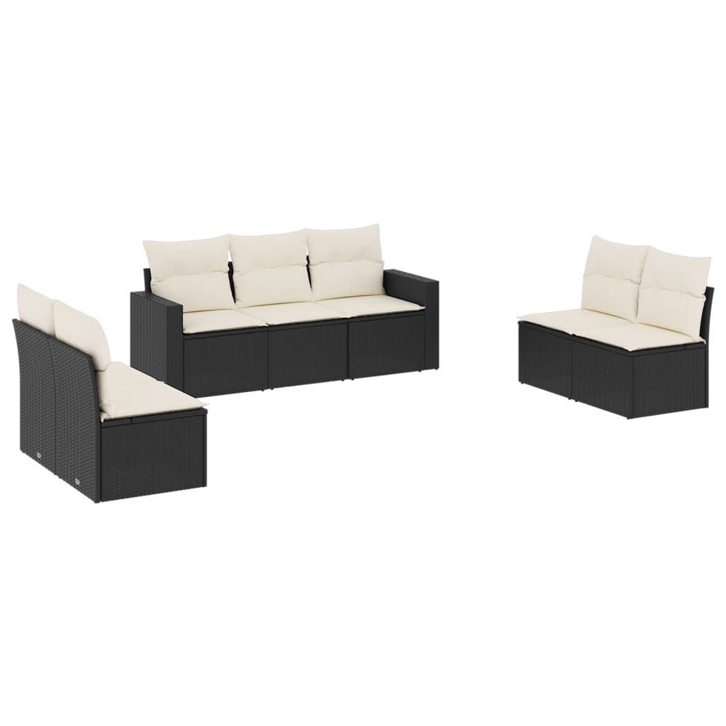 7-dijelni set vrtnih sofa od poliratana s jastucima crni Crna 66 x 62 x 69 cm