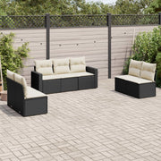 7-dijelni set vrtnih sofa od poliratana s jastucima crni Crna 66 x 62 x 69 cm