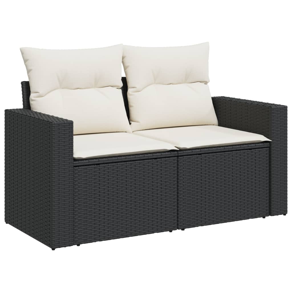 9-dijelni set vrtnih sofa s jastucima crni od poliratana Crna 55 x 55 x 37 cm