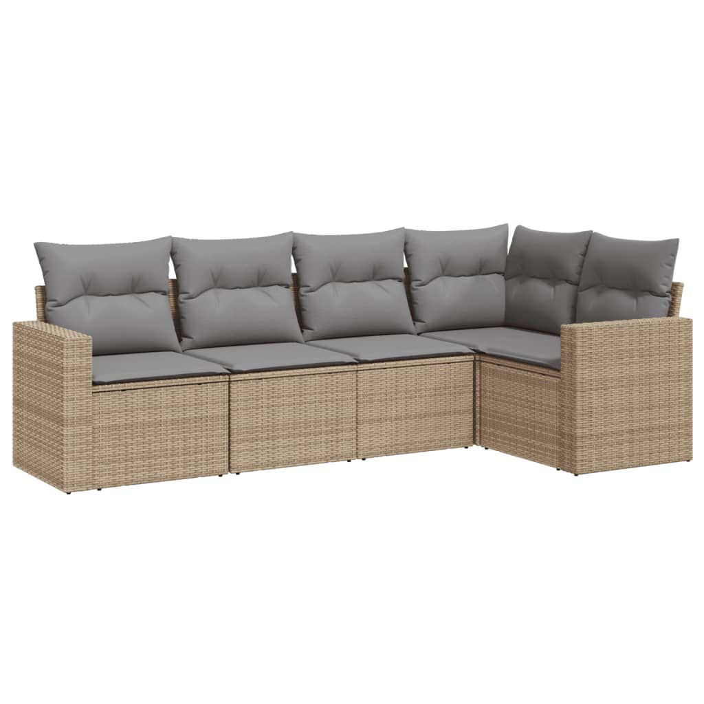 5-dijelni set vrtnih sofa s jastucima bež od poliratana