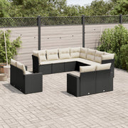 11-dijelni set vrtnih sofa od poliratana s jastucima crni Crna 66 x 62 x 69 cm
