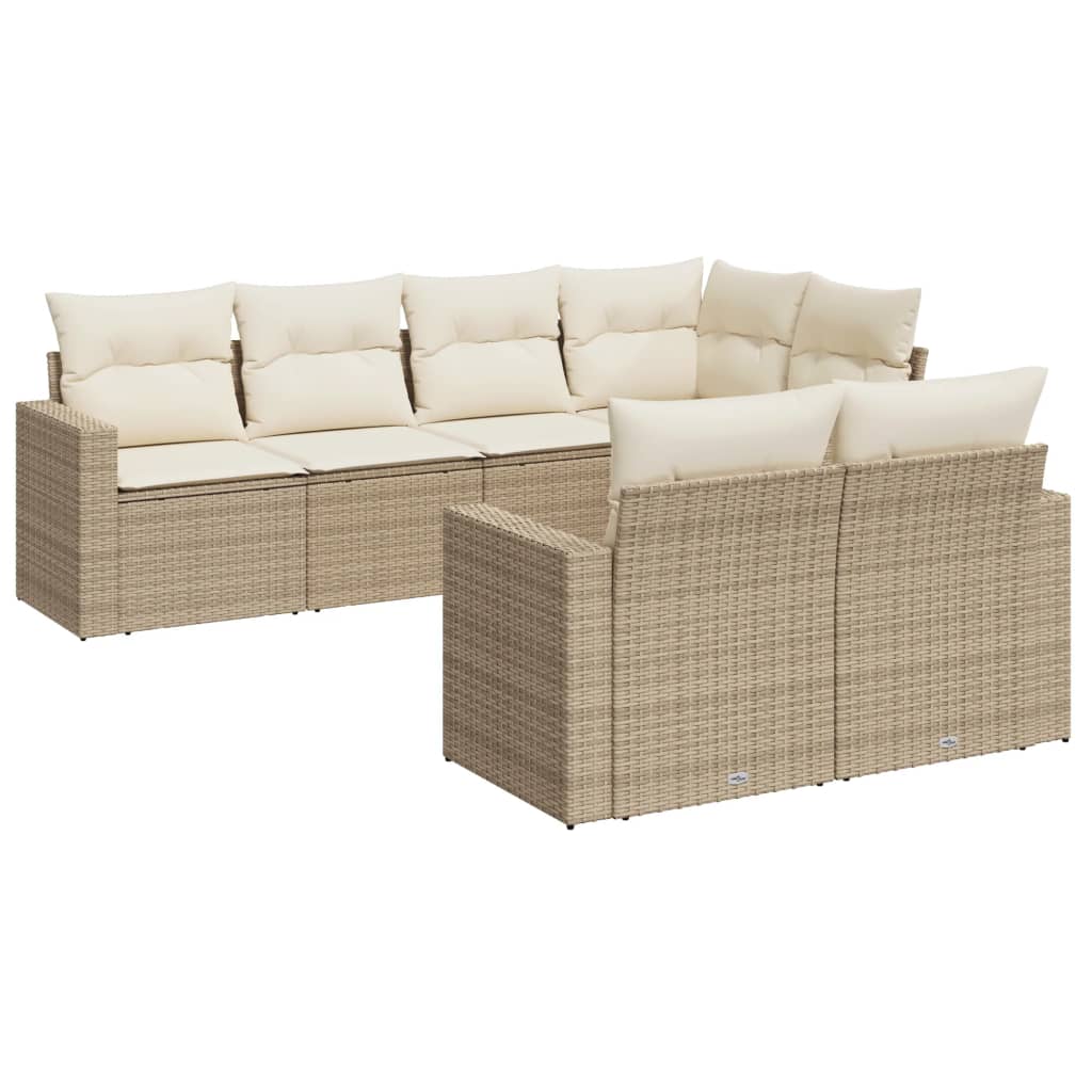 7-dijelni set vrtnih sofa od poliratana s jastucima bež 66 x 62 x 69 cm
