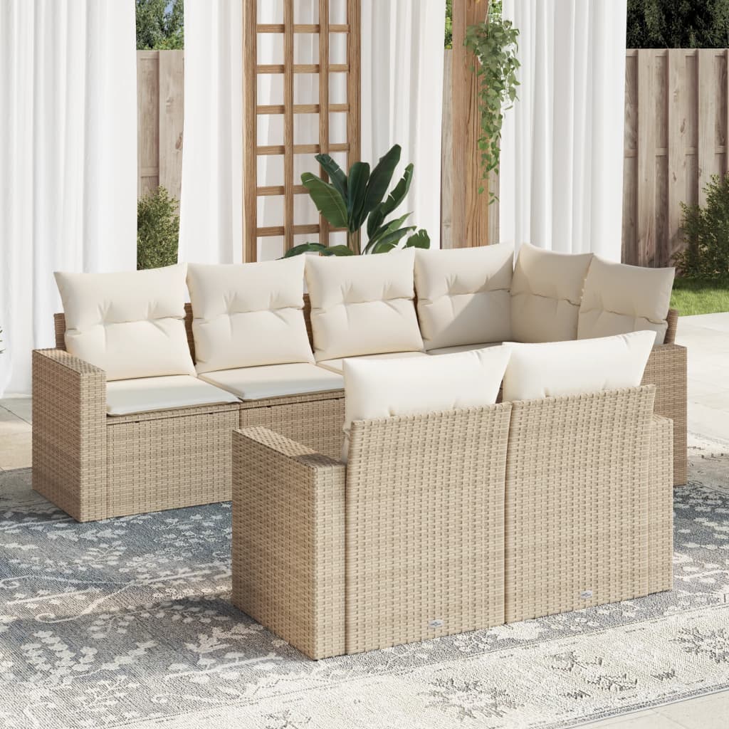 7-dijelni set vrtnih sofa od poliratana s jastucima bež 66 x 62 x 69 cm