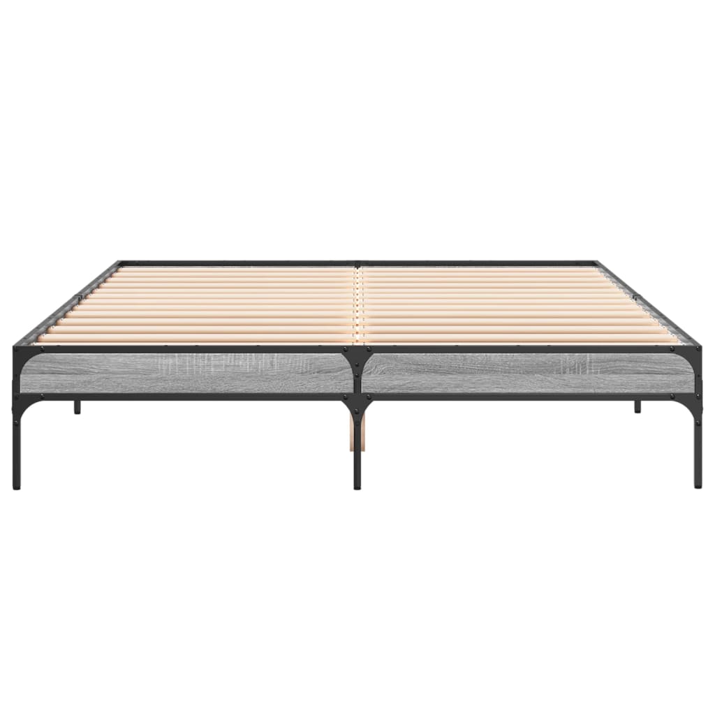 Okvir kreveta boja hrasta 160x200 cm konstruirano drvo i metal Siva 160 x 200 cm
