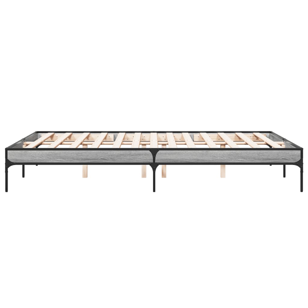 Okvir kreveta boja hrasta 160x200 cm konstruirano drvo i metal Siva 160 x 200 cm