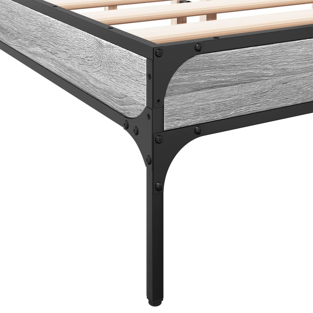 Okvir kreveta boja hrasta 160x200 cm konstruirano drvo i metal Siva 160 x 200 cm