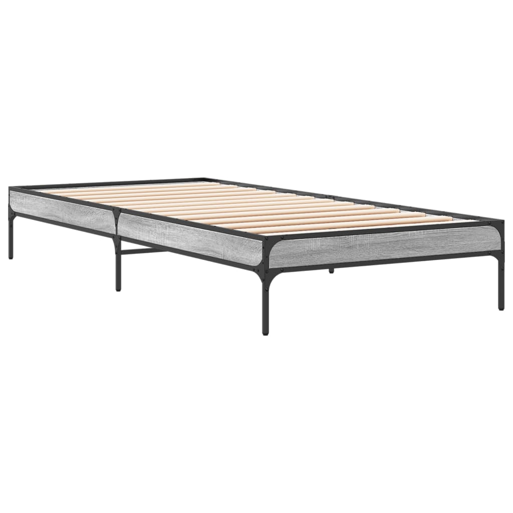 Okvir za krevet boja hrasta 90x200 cm konstruirano drvo i metal Siva 90 x 200 cm
