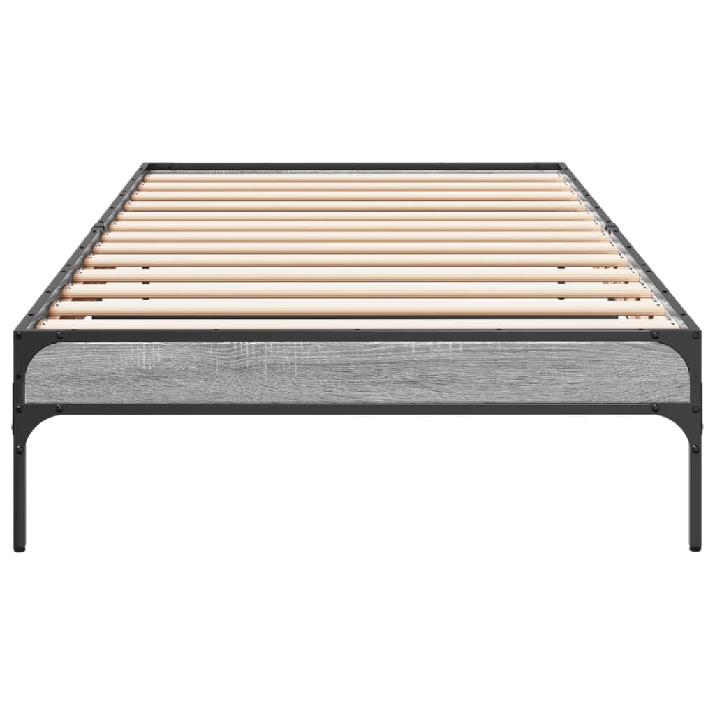 Okvir za krevet boja hrasta 90x200 cm konstruirano drvo i metal Siva 90 x 200 cm