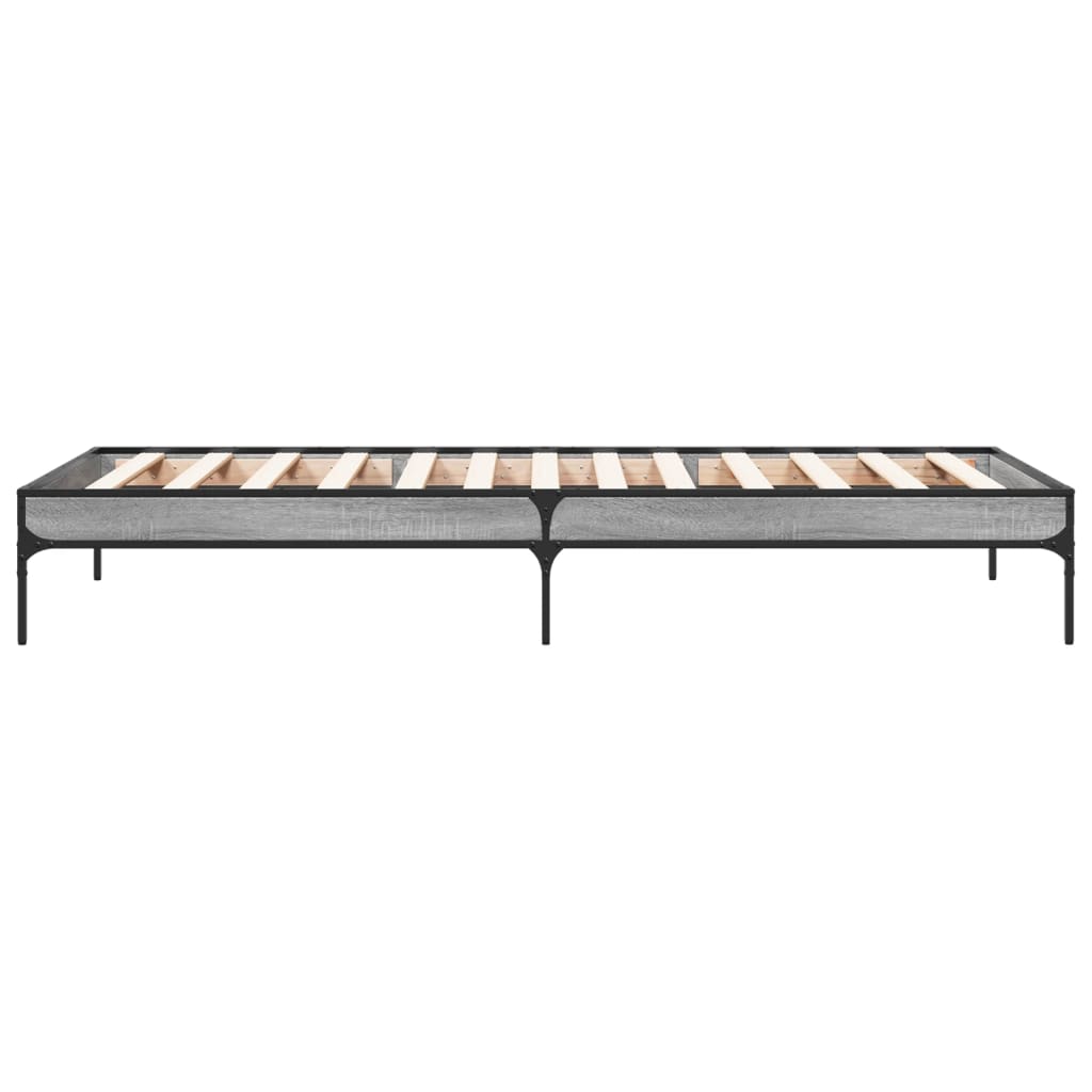 Okvir za krevet boja hrasta 90x200 cm konstruirano drvo i metal Siva 90 x 200 cm
