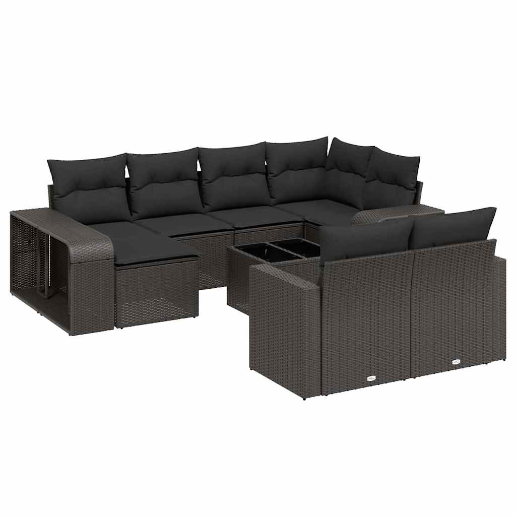 11-dijelni set vrtnih sofa od poliratana s jastucima crni Crna 65.5 x 62 x 69 cm