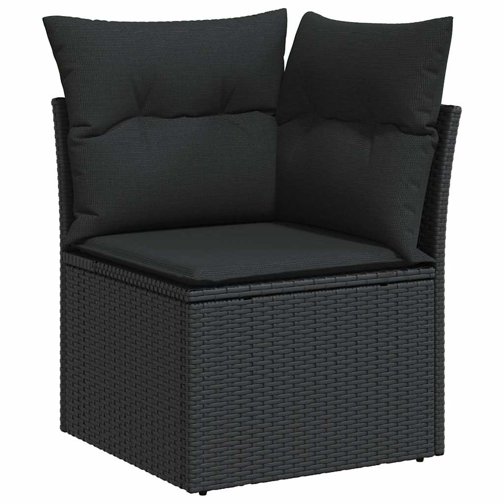 11-dijelni set vrtnih sofa od poliratana s jastucima crni Crna 65.5 x 62 x 69 cm