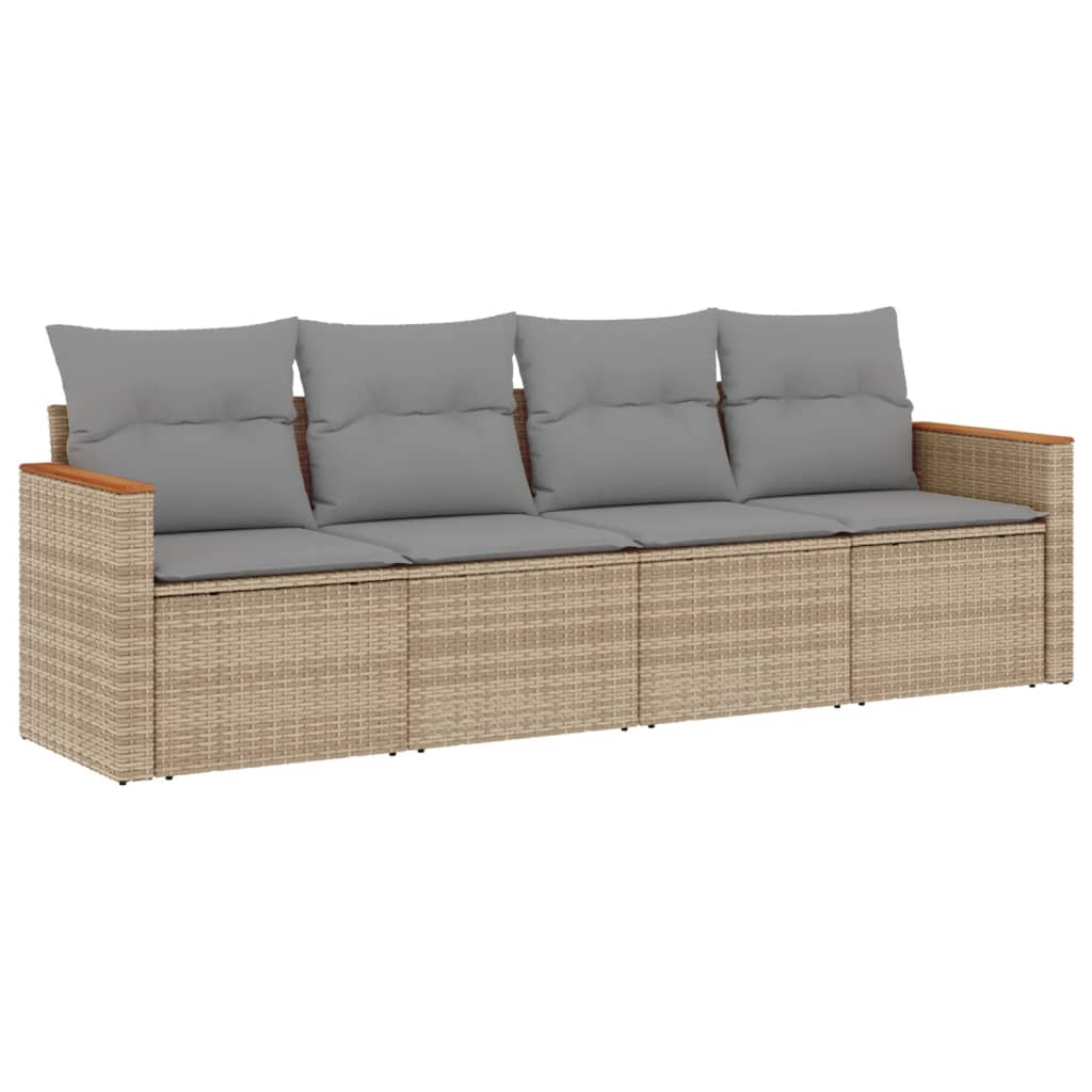 4-dijelni set vrtnih sofa s jastucima bež od poliratana
