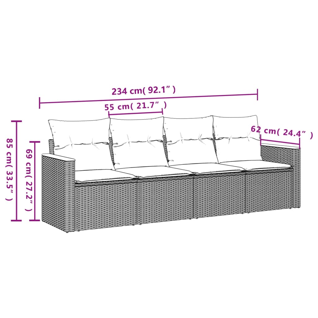 4-dijelni set vrtnih sofa s jastucima bež od poliratana