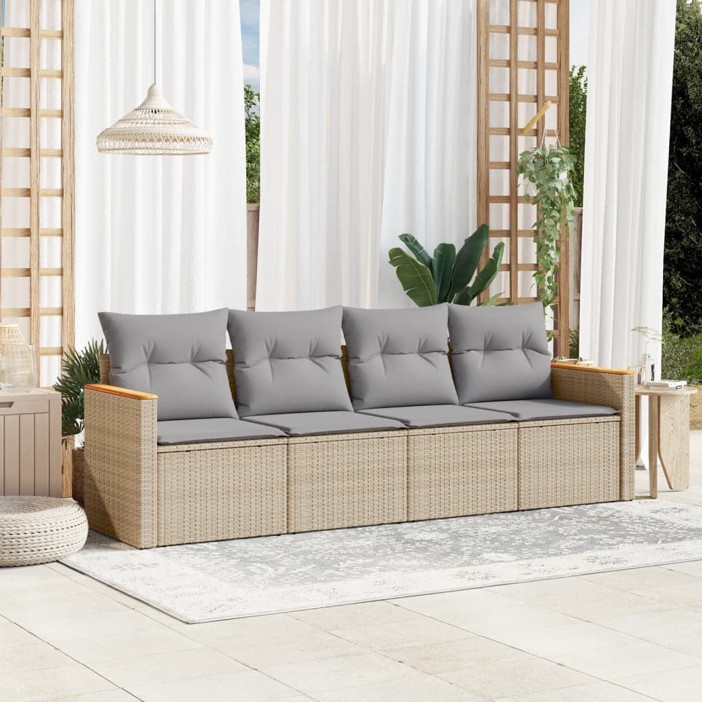 4-dijelni set vrtnih sofa s jastucima bež od poliratana