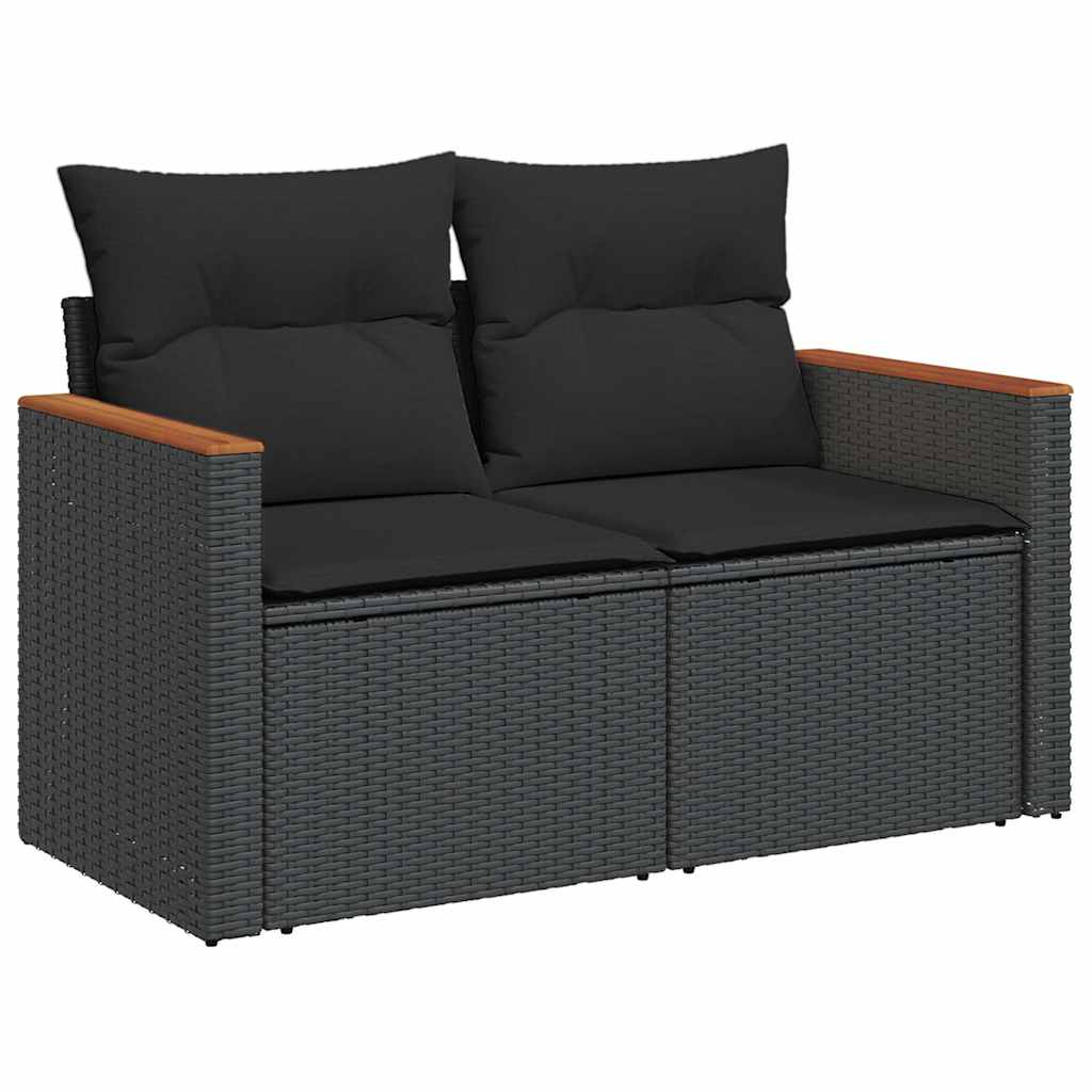 5-dijelna vrtna garnitura od poliratana s jastucima crna 61.5 x 62 x 69 cm